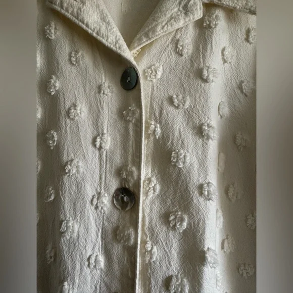 Produce Company Textured Jacket Shacket White Button Down Size Large - Picture 6 of 6